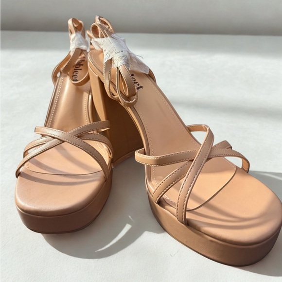 NEW Abbleet Women’s STRAPPY Block Chunky High Heels Open Toe Sandals Tan Size 10 - Picture 8 of 14